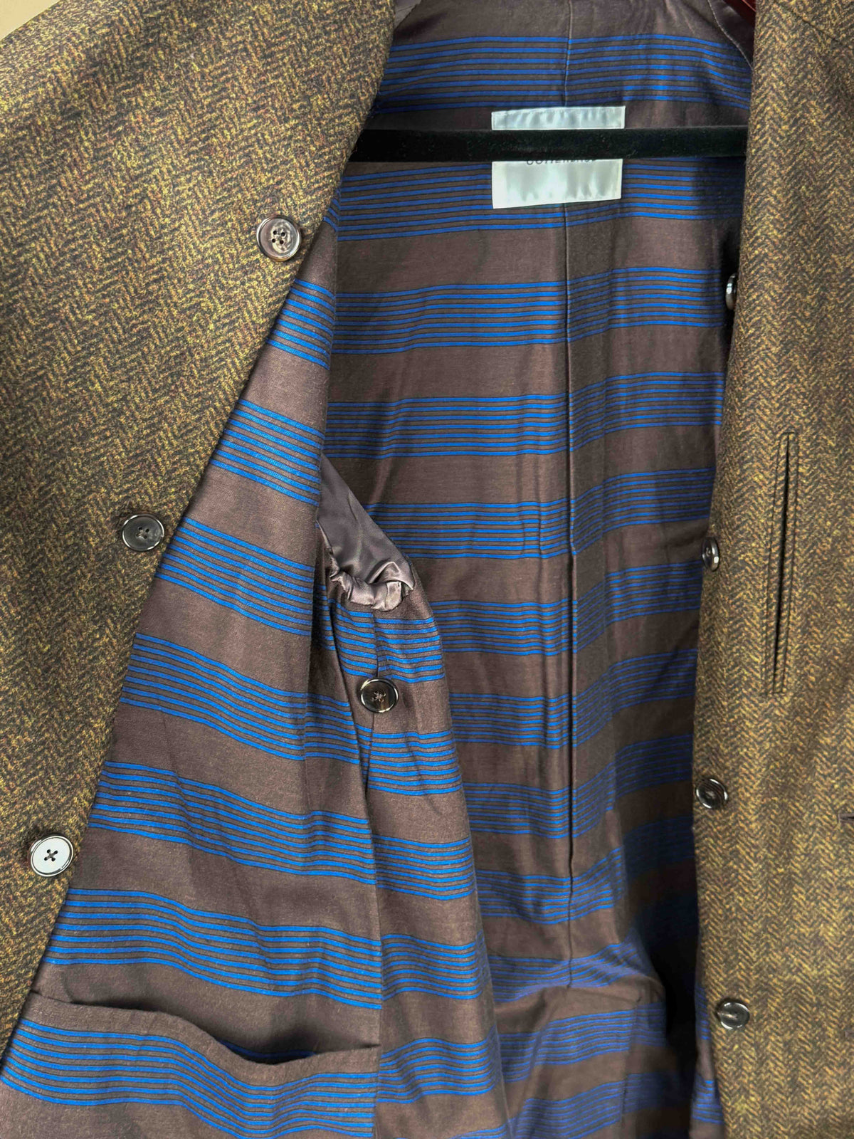 CORB Coat - Brown Chevron Wool Tweed