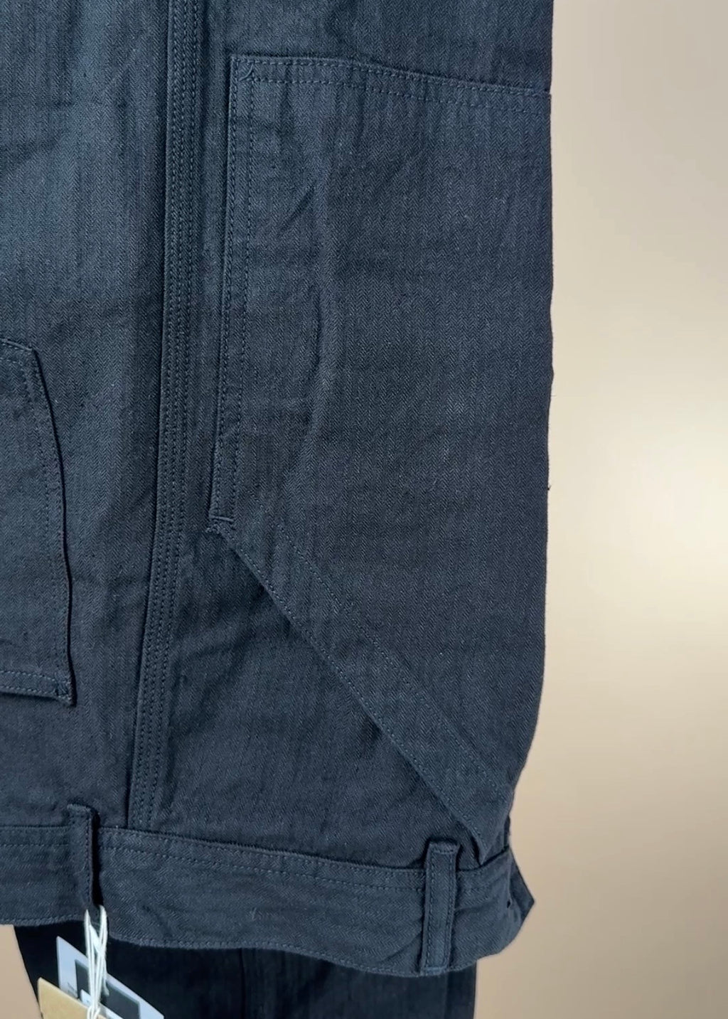 Black linen and cotton chevron Paul trousers by Cohérence, featuring a relaxed fit and stylish design.