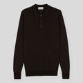 Long Sleeve Knitted Polo - Dark Brown