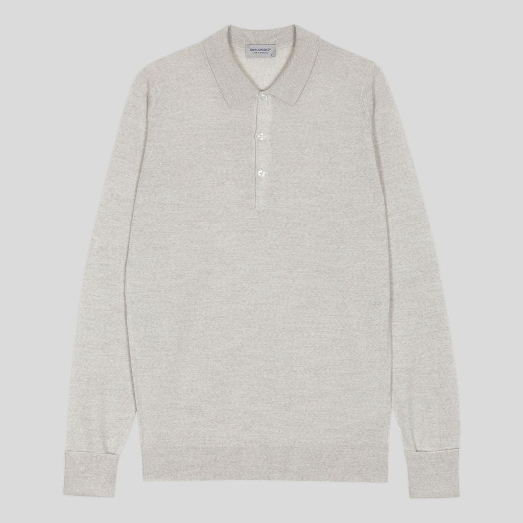 Long Sleeve Knitted Polo - Grey Fleece