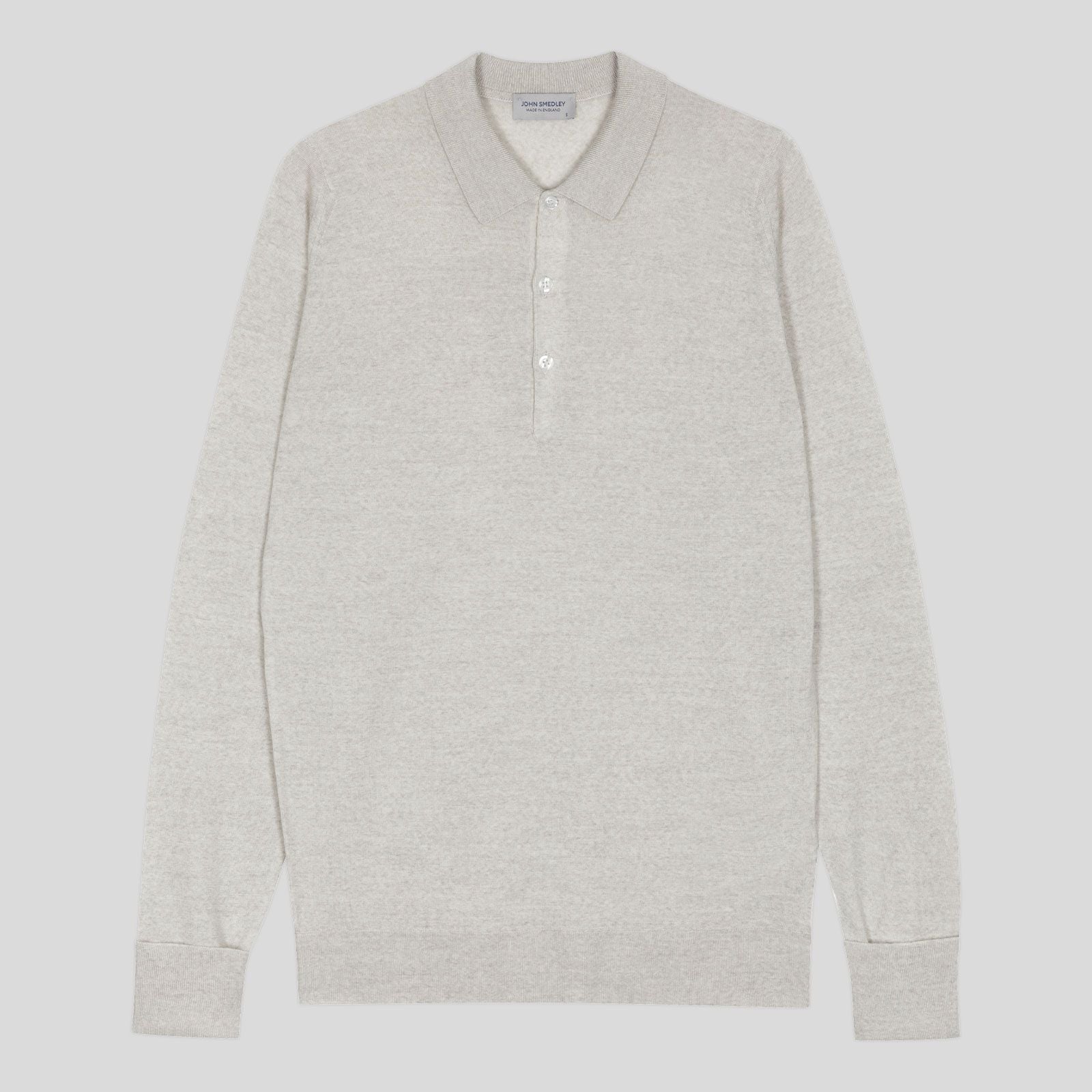 Long Sleeve Knitted Polo - Grey Fleece