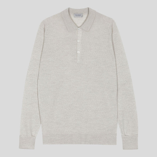 Long Sleeve Knitted Polo - Grey Fleece