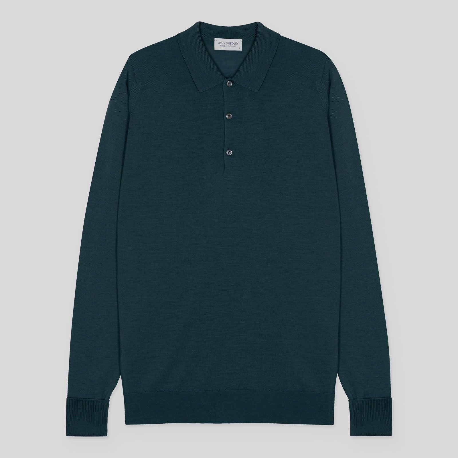 Long Sleeve Knitted Polo - Bottle Green