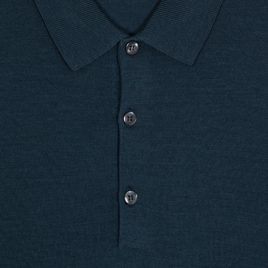 Long Sleeve Knitted Polo - Smoke Blue