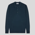 Long Sleeve Knitted Polo - Smoke Blue - Old House Provisions