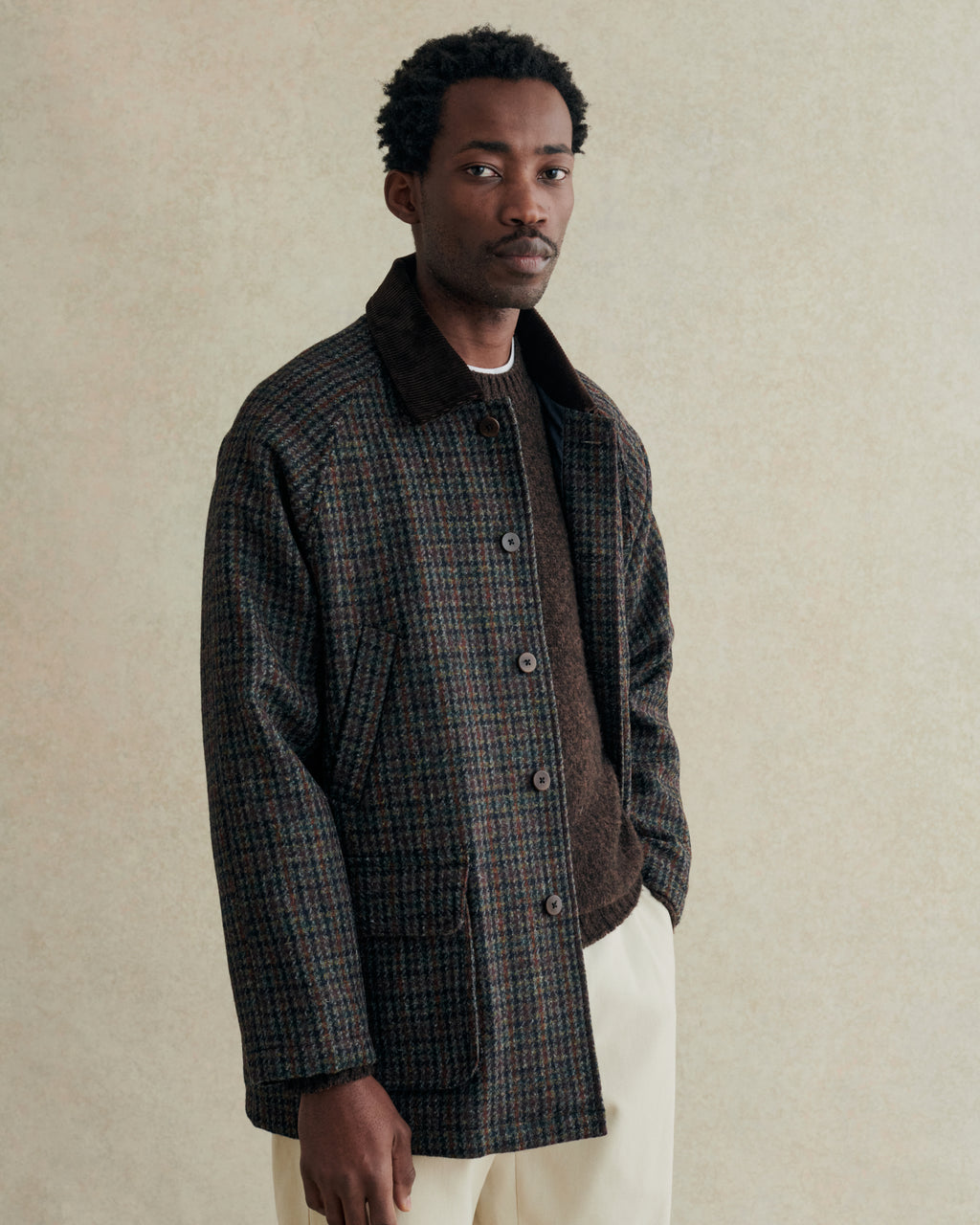 Harris Tweed Forest Jacket - Navy Houndstooth