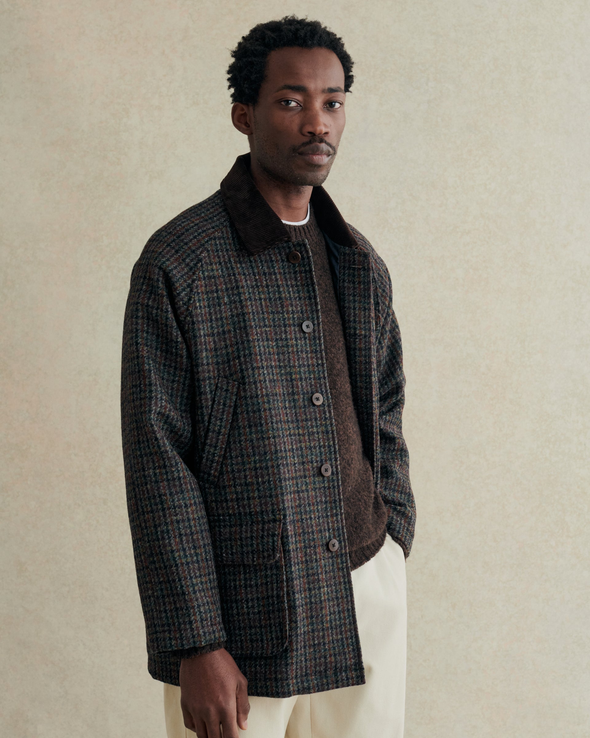 Harris Tweed Forest Jacket - Navy Houndstooth