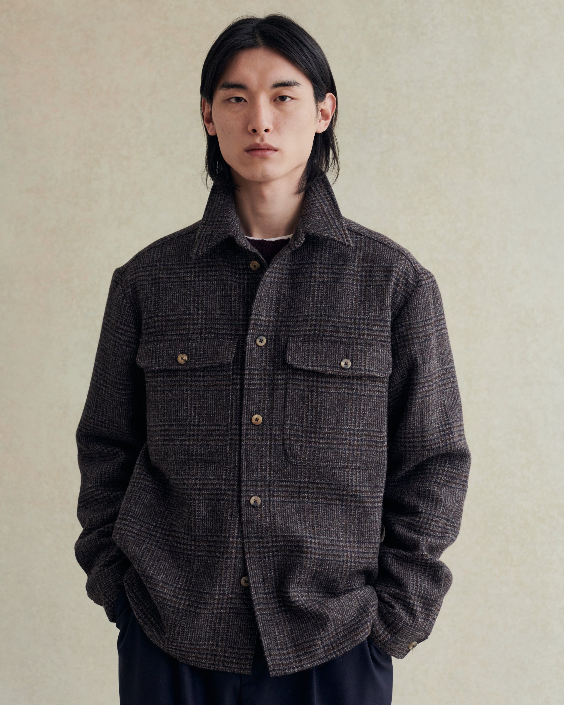 トップス DE BONNE FACTURE BLOUZA OVERSHIRT De Bonne Facture Italian Boiled Wool Overshirt - Blue Green