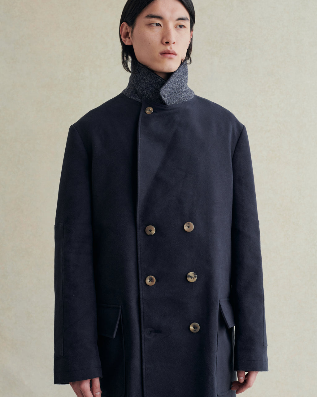 Marcel Moleskin Coat - Navy