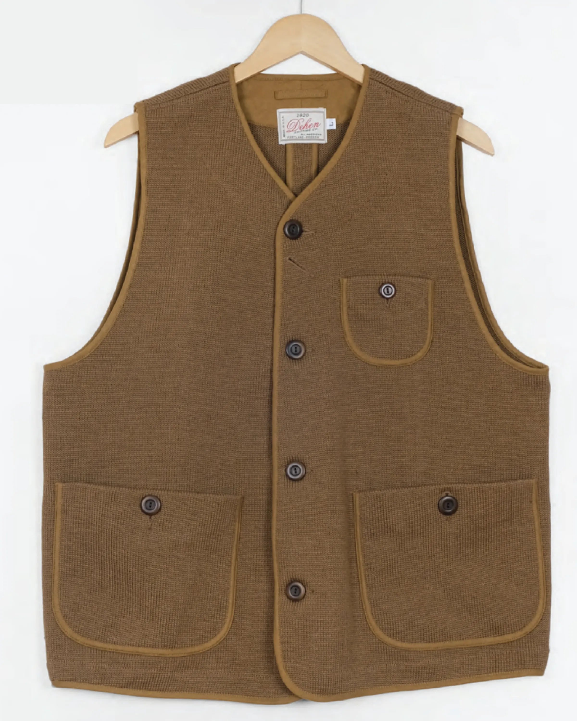 Wool Knit Vest - Dark Tan