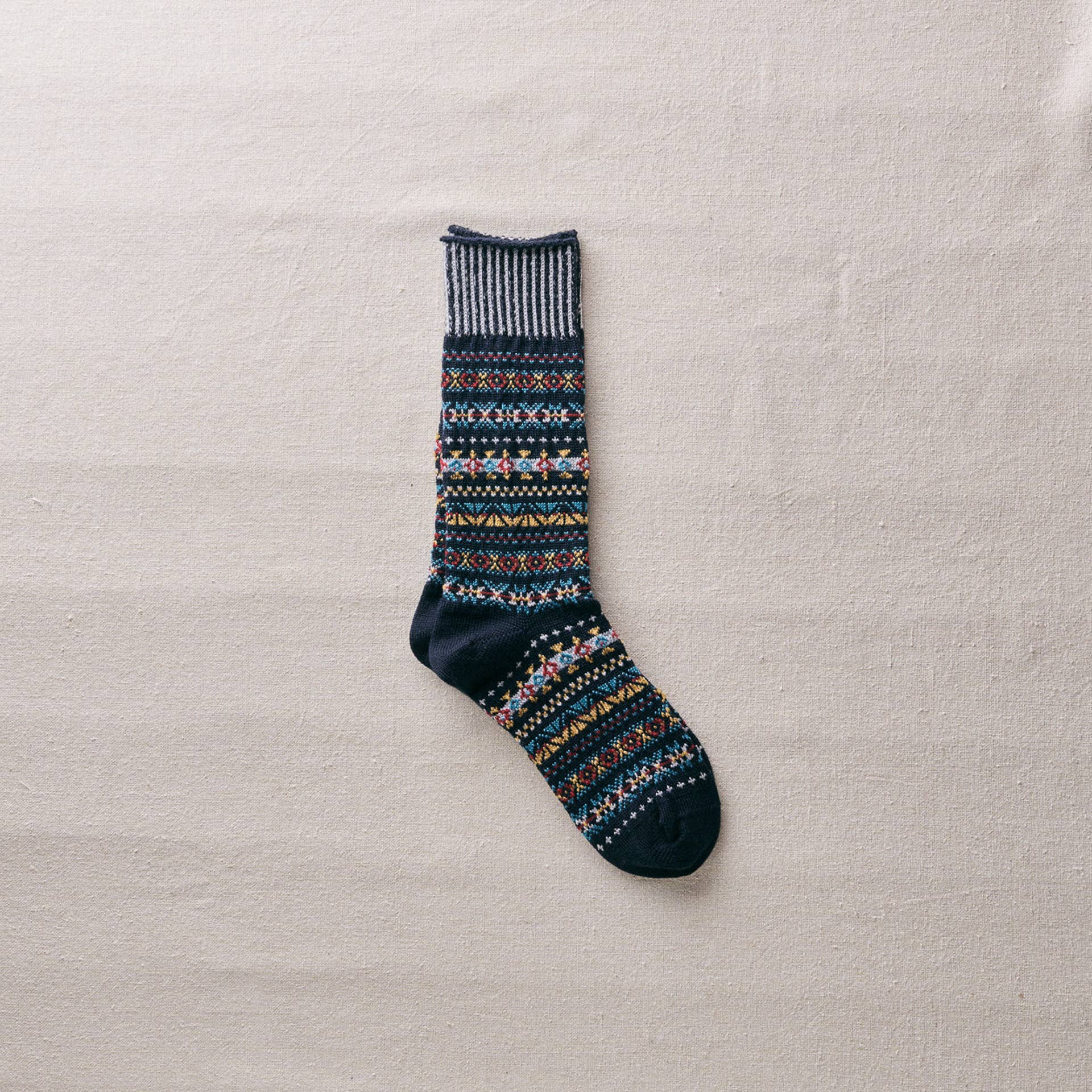 Wool Fair Isle Socks - Brown