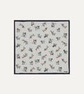 Dogs Motif Wool-Silk Pocket Square - Ecru