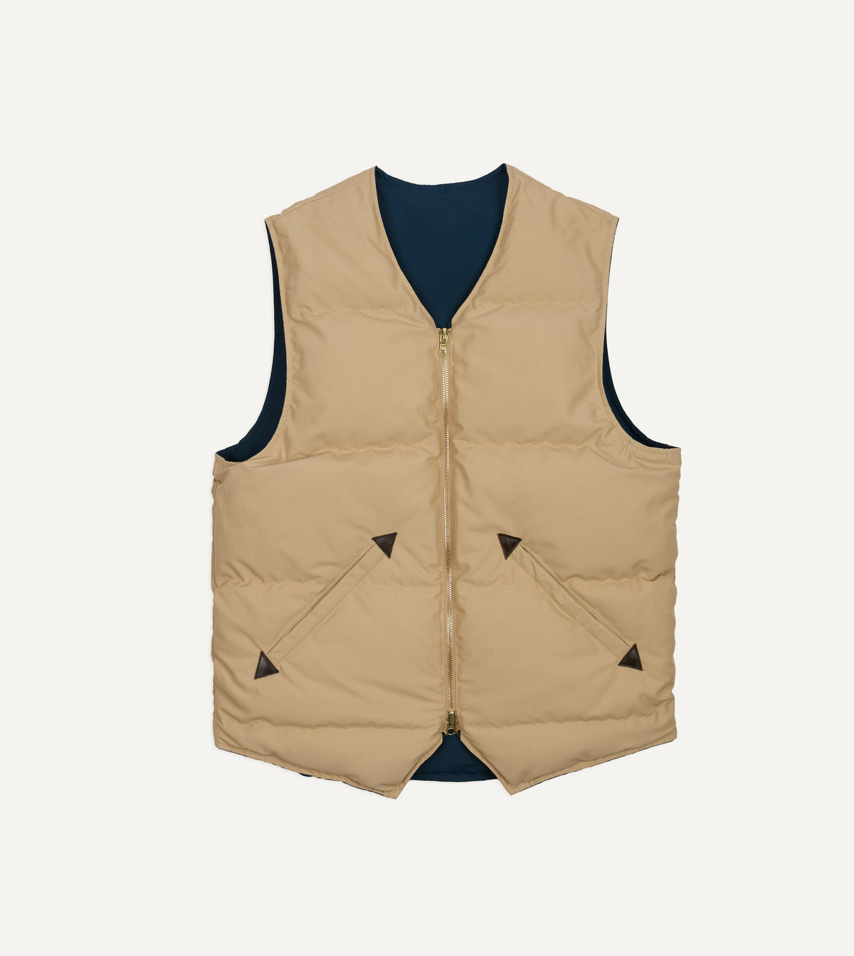 Reversible Down Vest - Petrol & Ecru