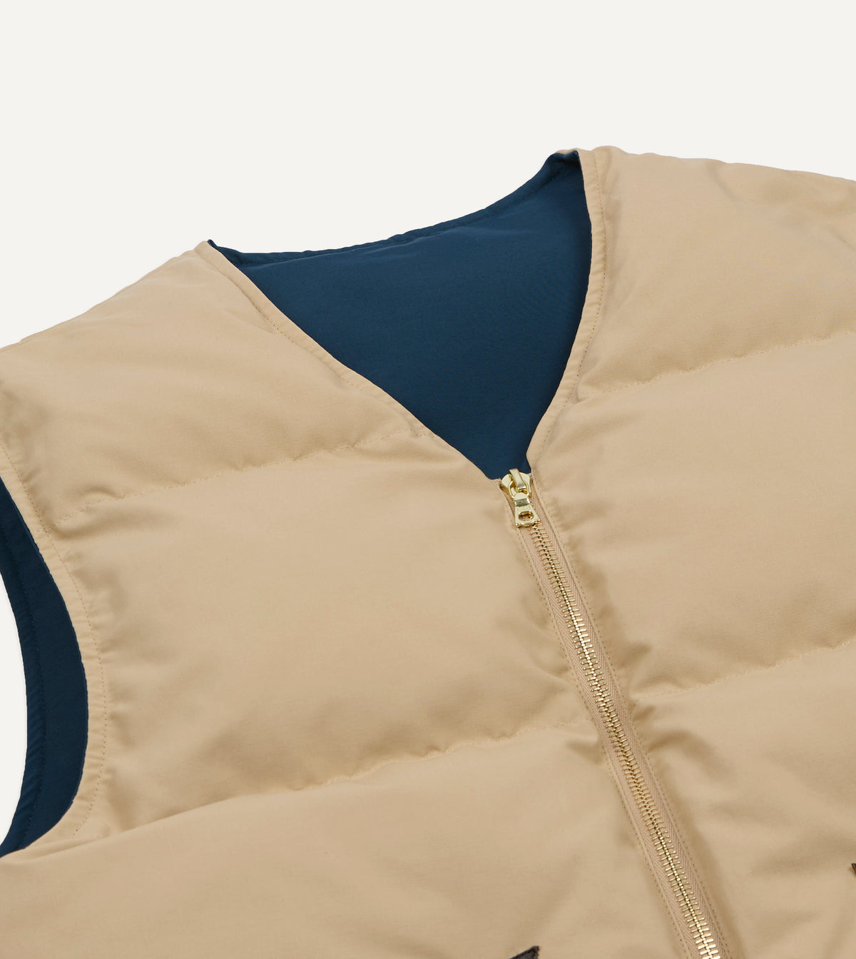 Reversible Down Vest - Petrol & Ecru