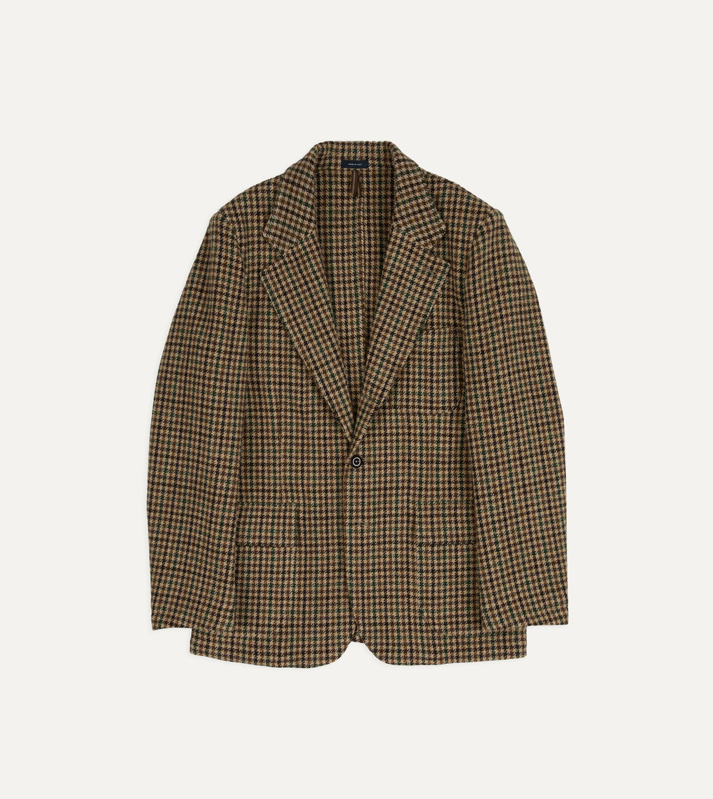 Houndstooth Check Tweed Games Blazer - Brown & Green