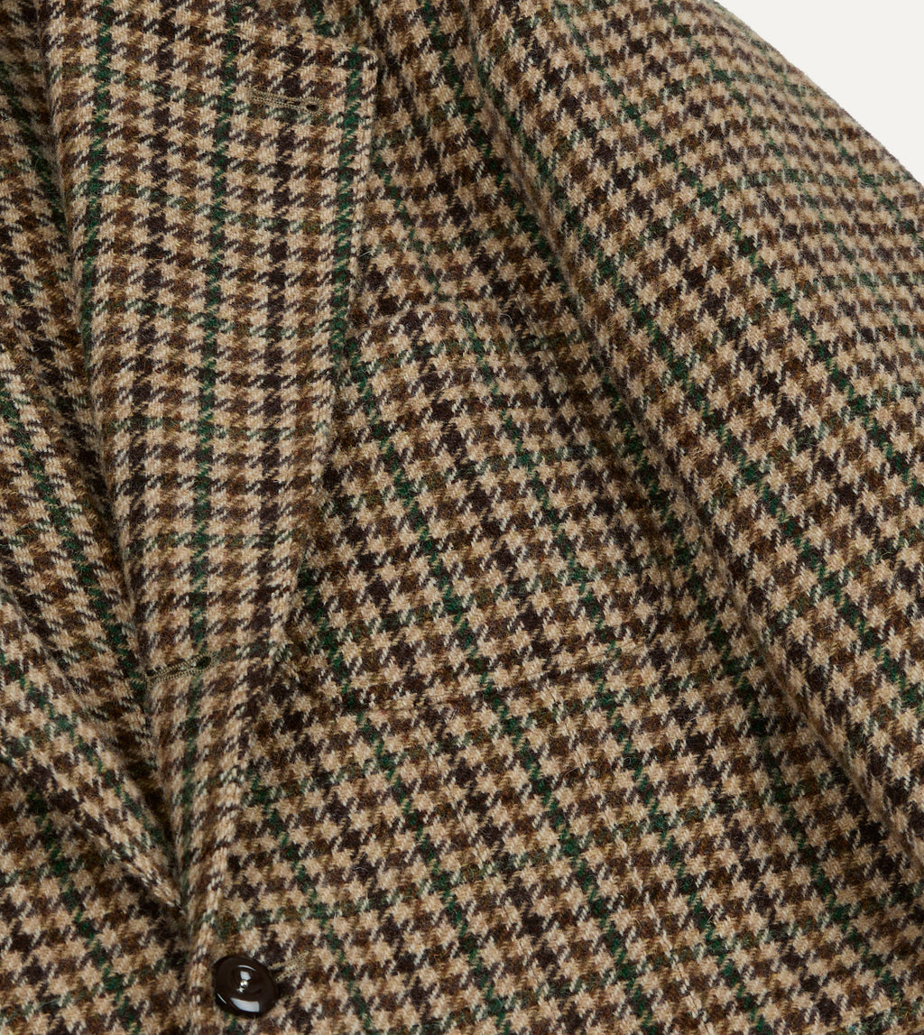 Houndstooth Check Tweed Games Blazer - Brown & Green