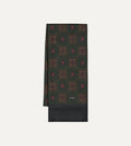 Medallion Print Tubular Wool-Silk Scarf - Dark Green & Brown