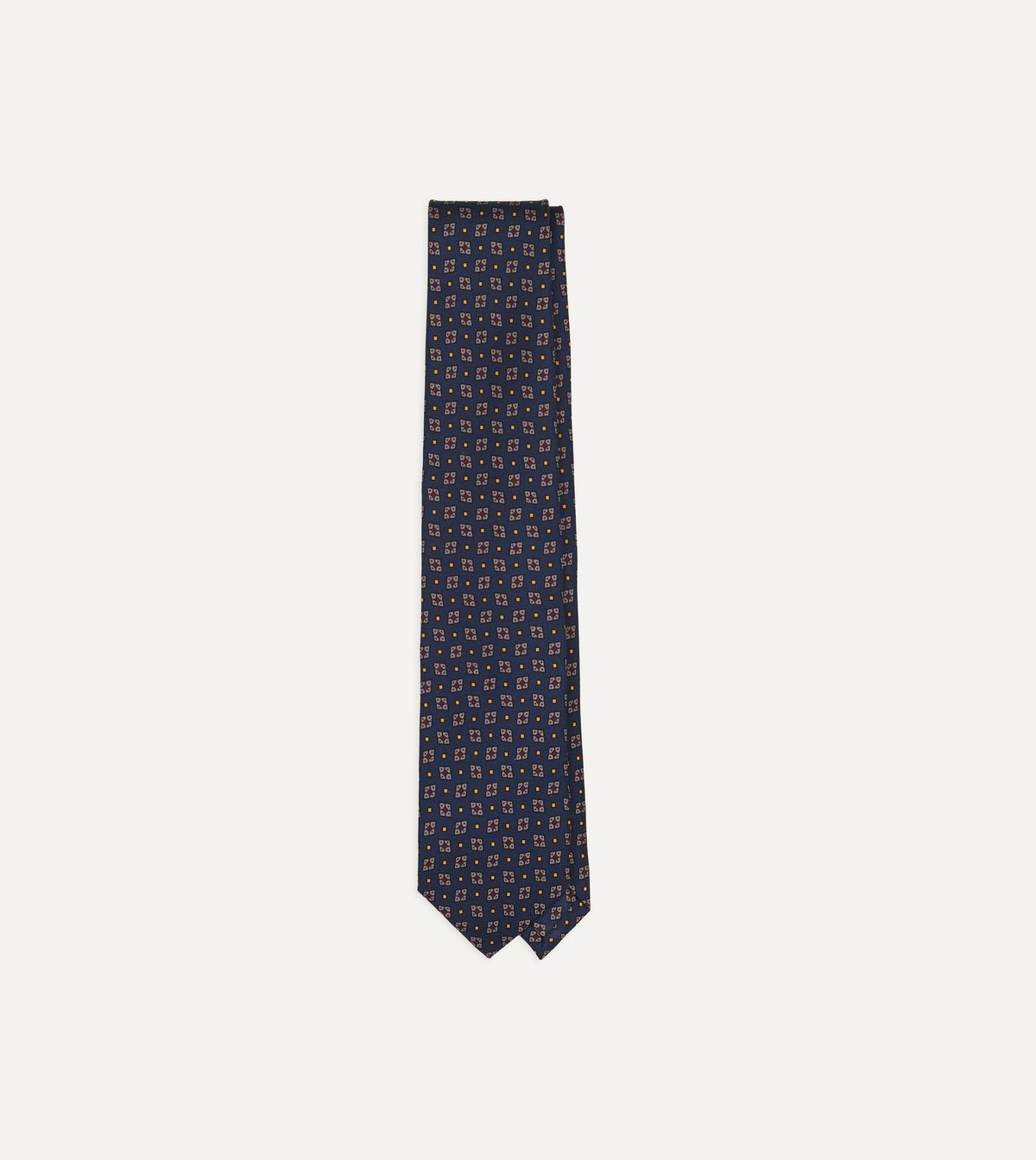 Mini Diamonds Dot Print Silk Tie - Blue, Red & Yellow