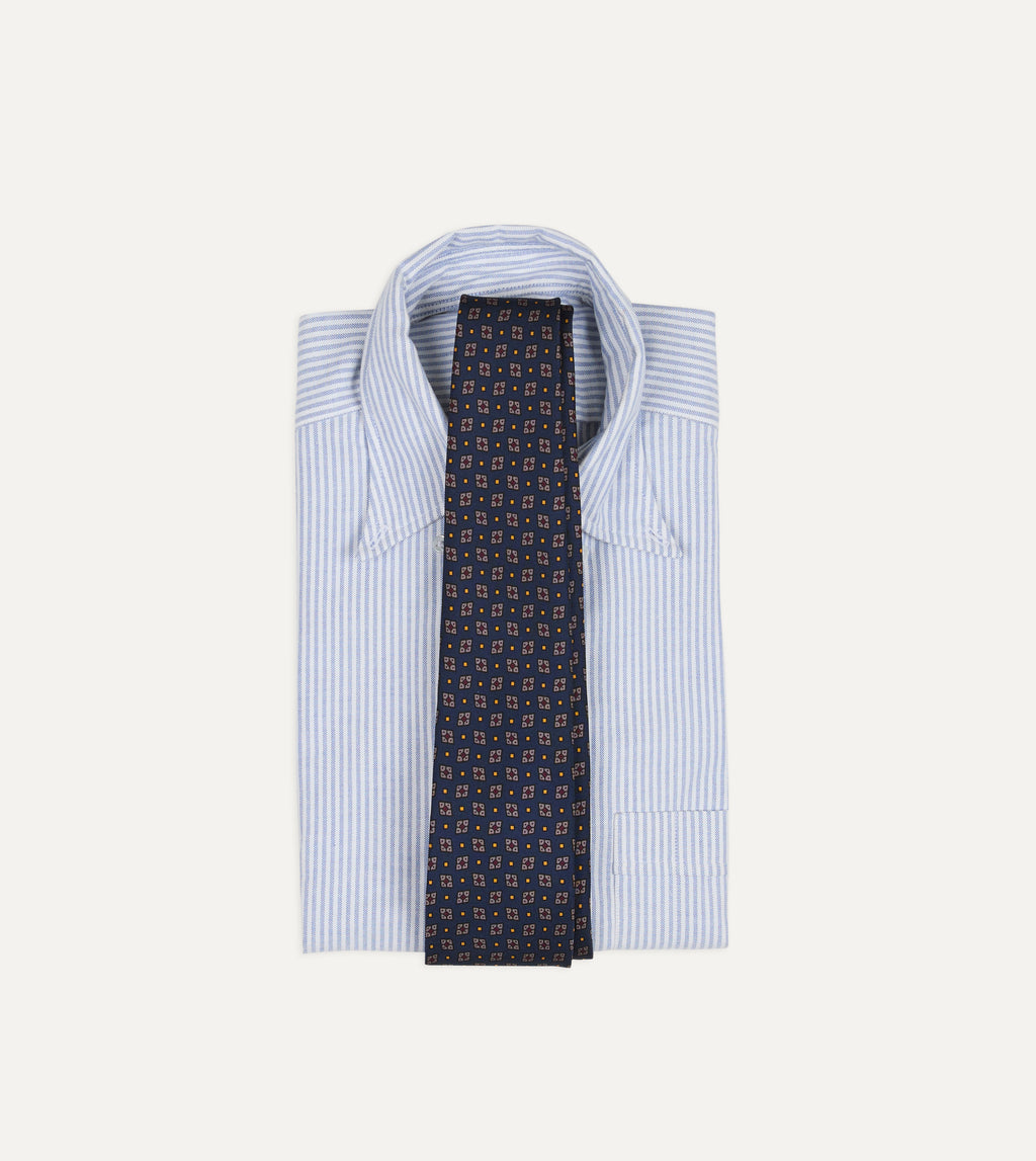 Mini Diamonds Dot Print Silk Tie - Blue, Red & Yellow