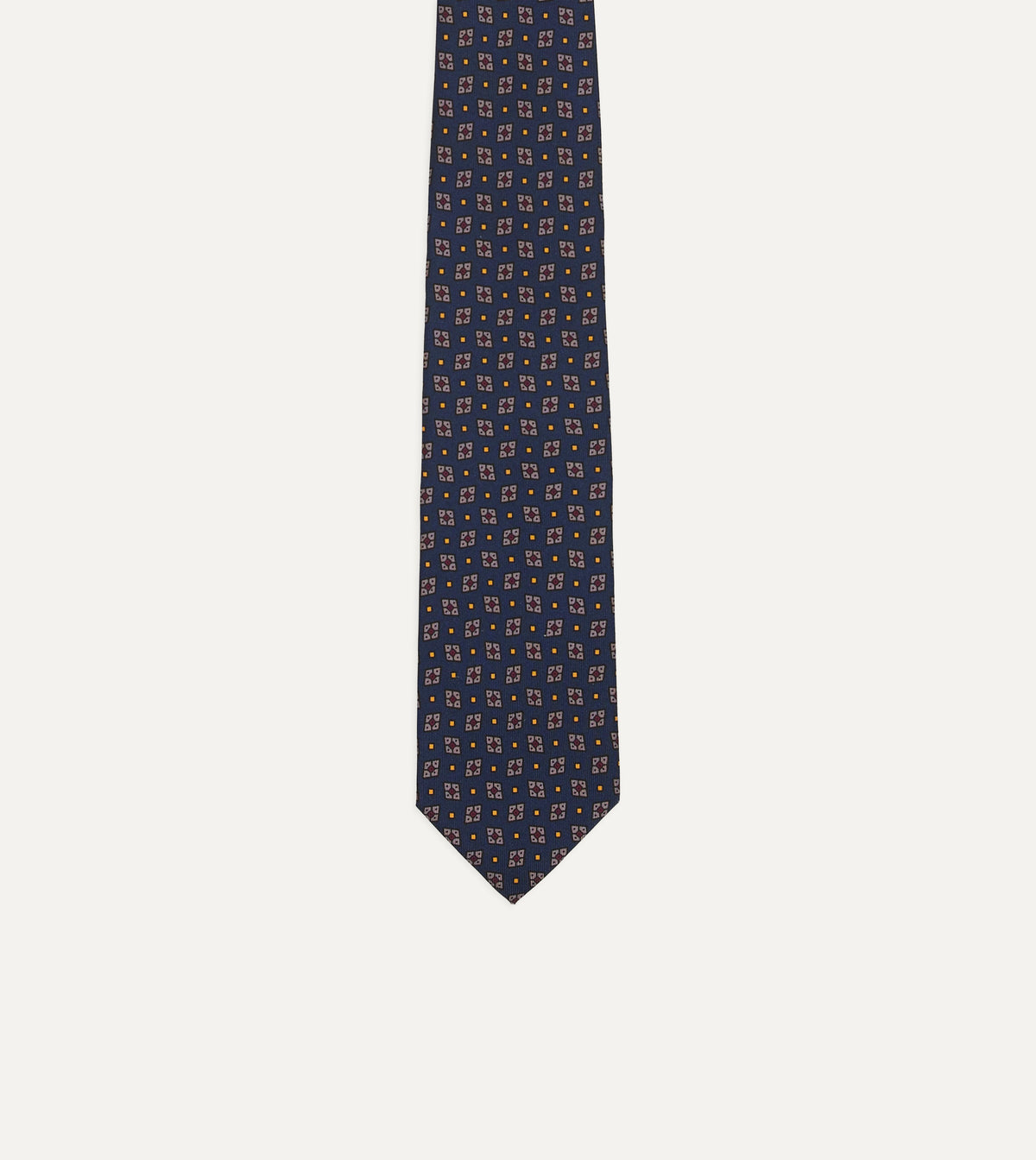 Mini Diamonds Dot Print Silk Tie - Blue, Red & Yellow