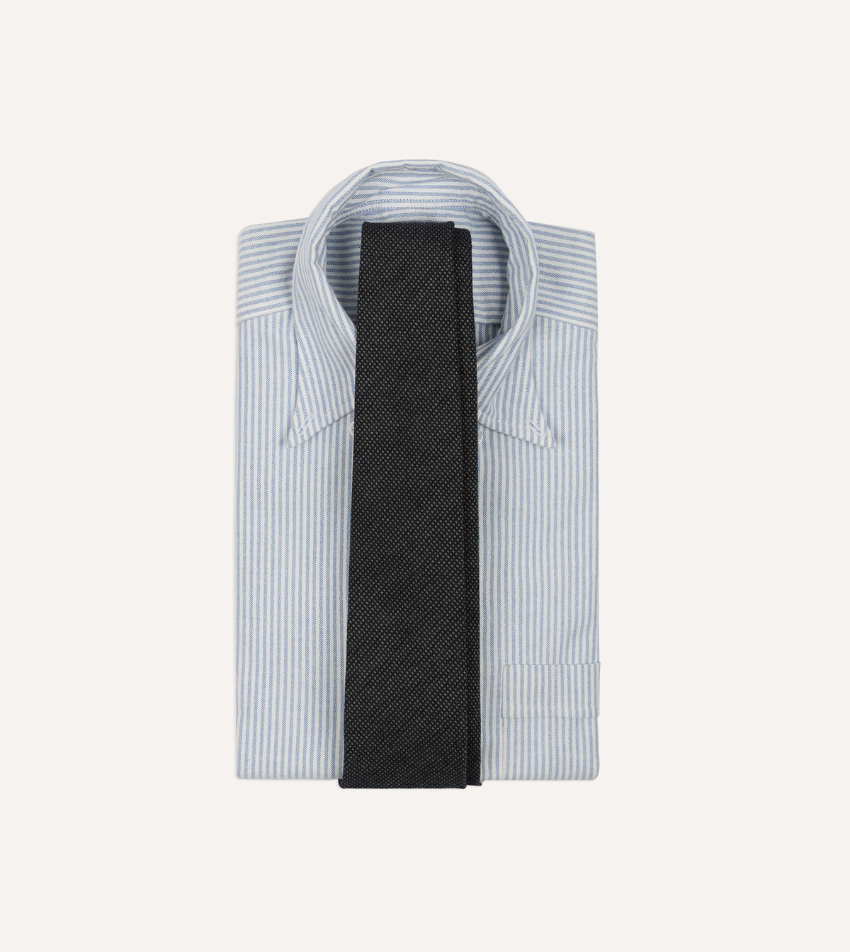 Oxford Weave Wool-Silk Tie - Navy & Grey