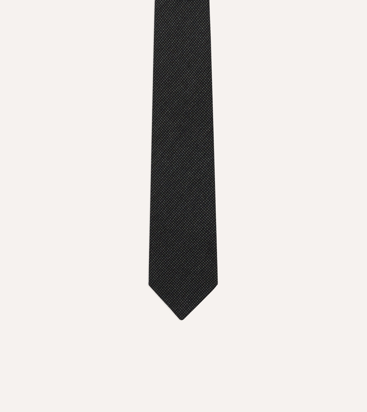 Oxford Weave Wool-Silk Tie - Navy & Grey