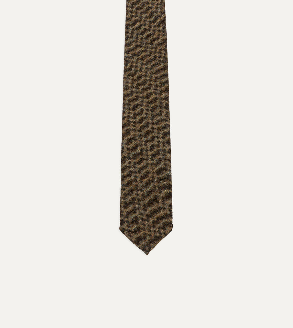 Shetland Wool Herringbone Tie - Brown & Black