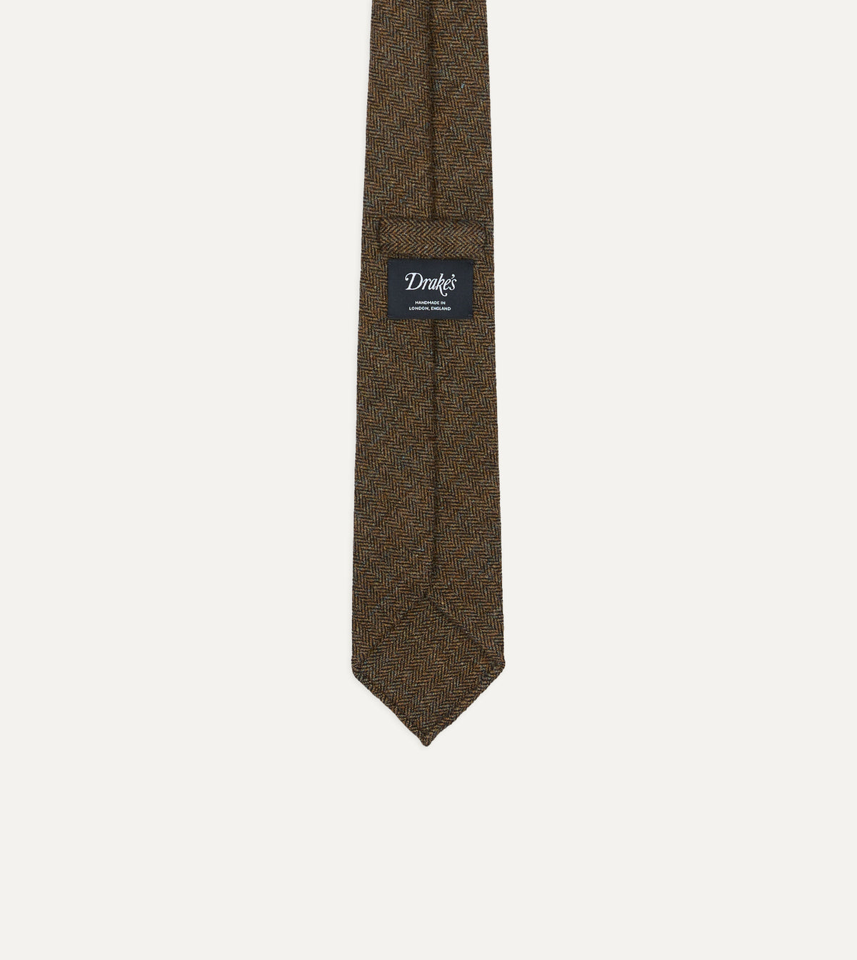 Shetland Wool Herringbone Tie - Brown & Black