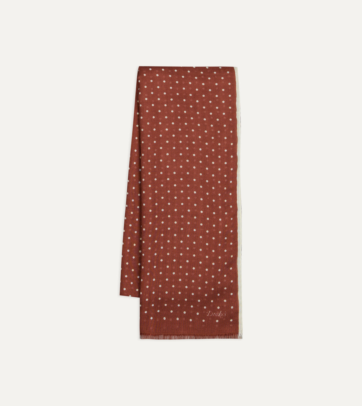 Polka Dot Wool-Silk Scarf - Chestnut