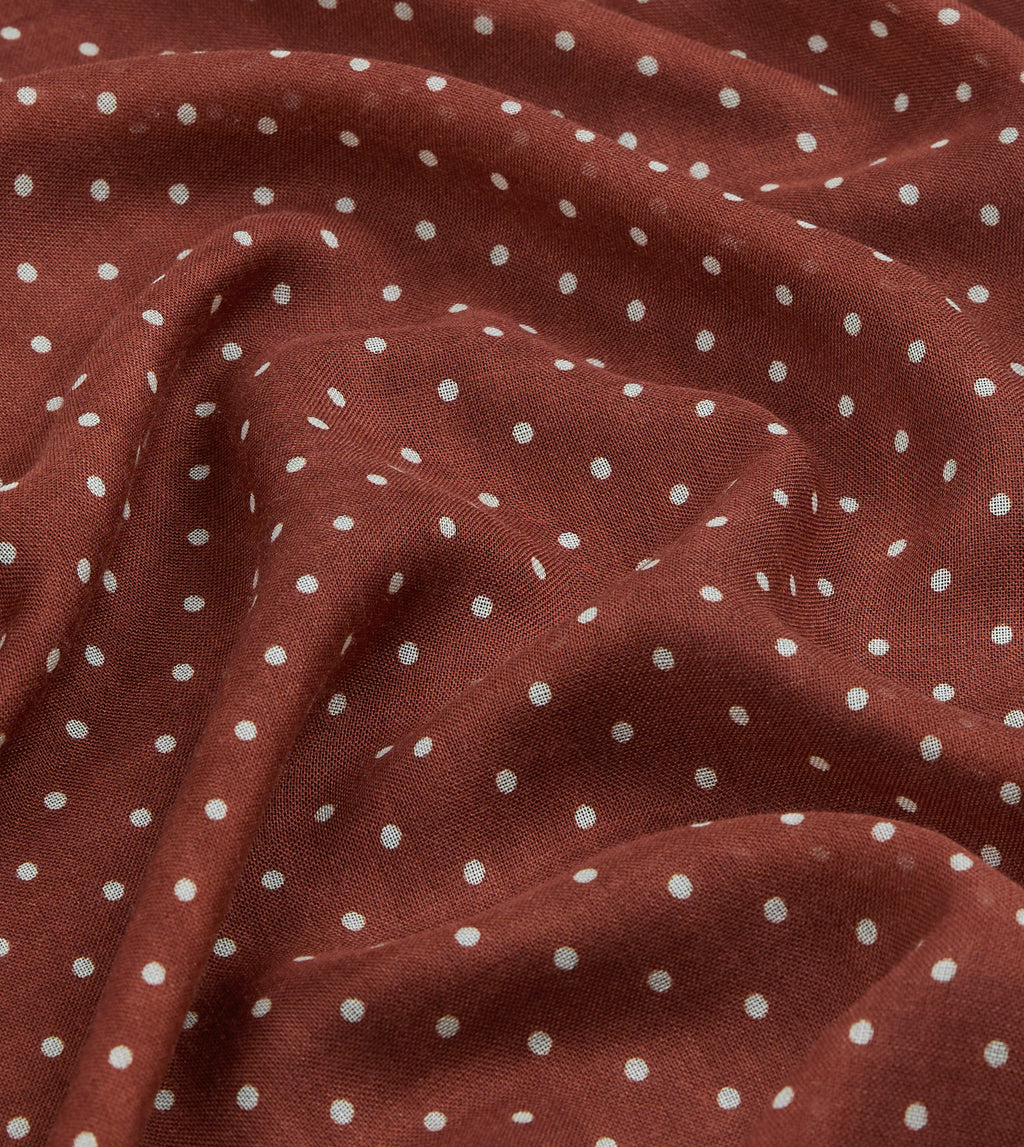 Polka Dot Wool-Silk Scarf - Chestnut