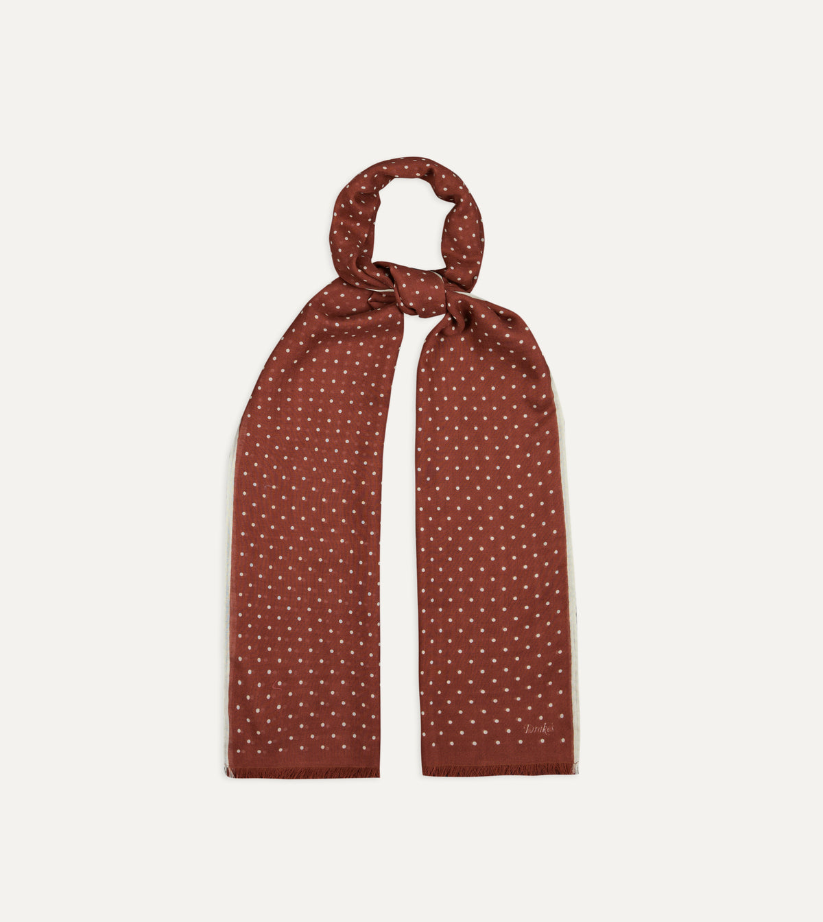 Polka Dot Wool-Silk Scarf - Chestnut