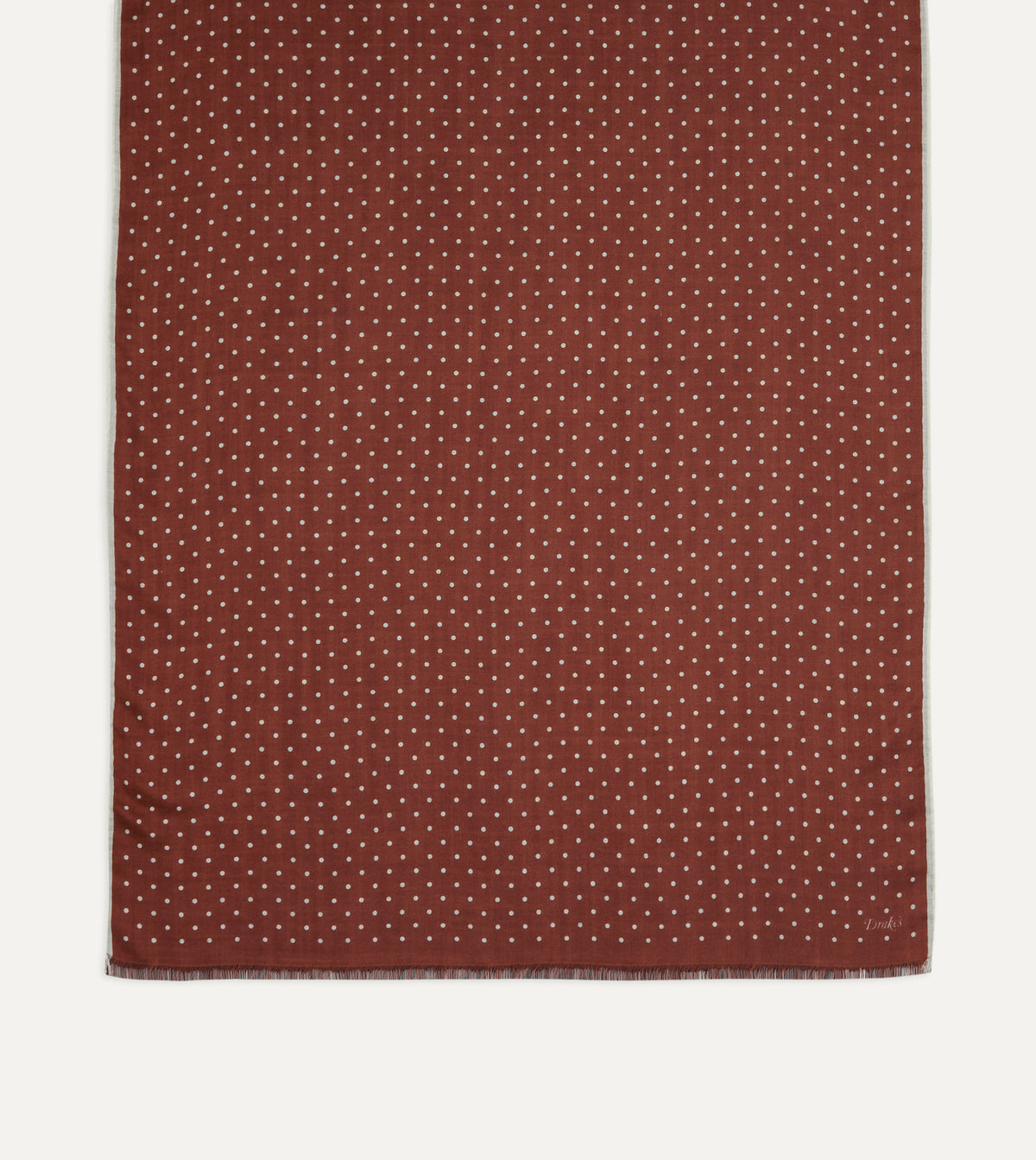 Polka Dot Wool-Silk Scarf - Chestnut