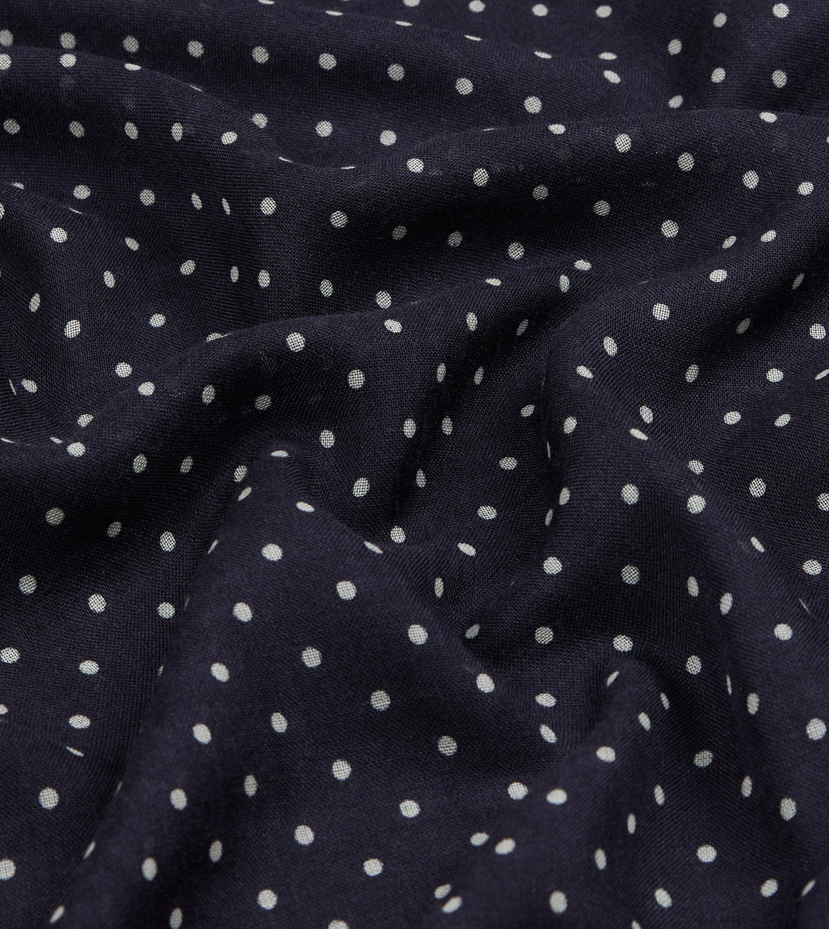 Polka Dot Wool-Silk Scarf - Navy