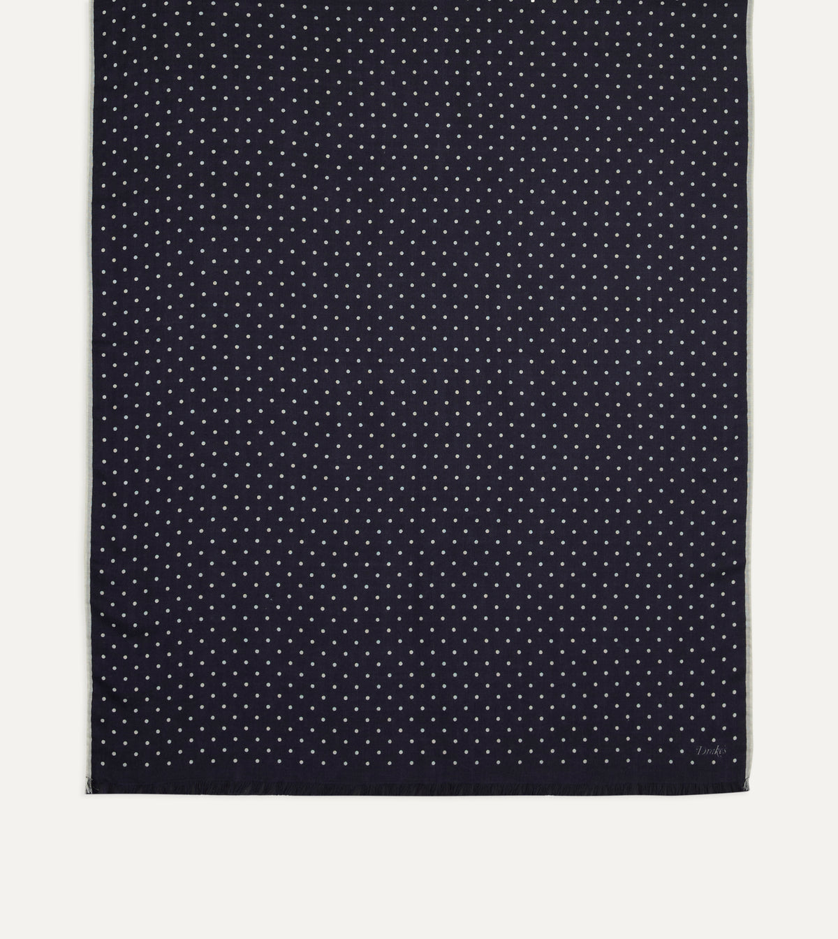 Polka Dot Wool-Silk Scarf - Navy