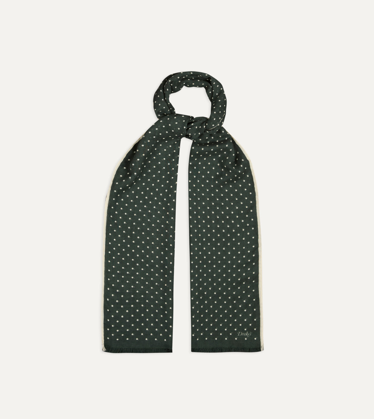 Polka Dot Wool-Silk Scarf - Green