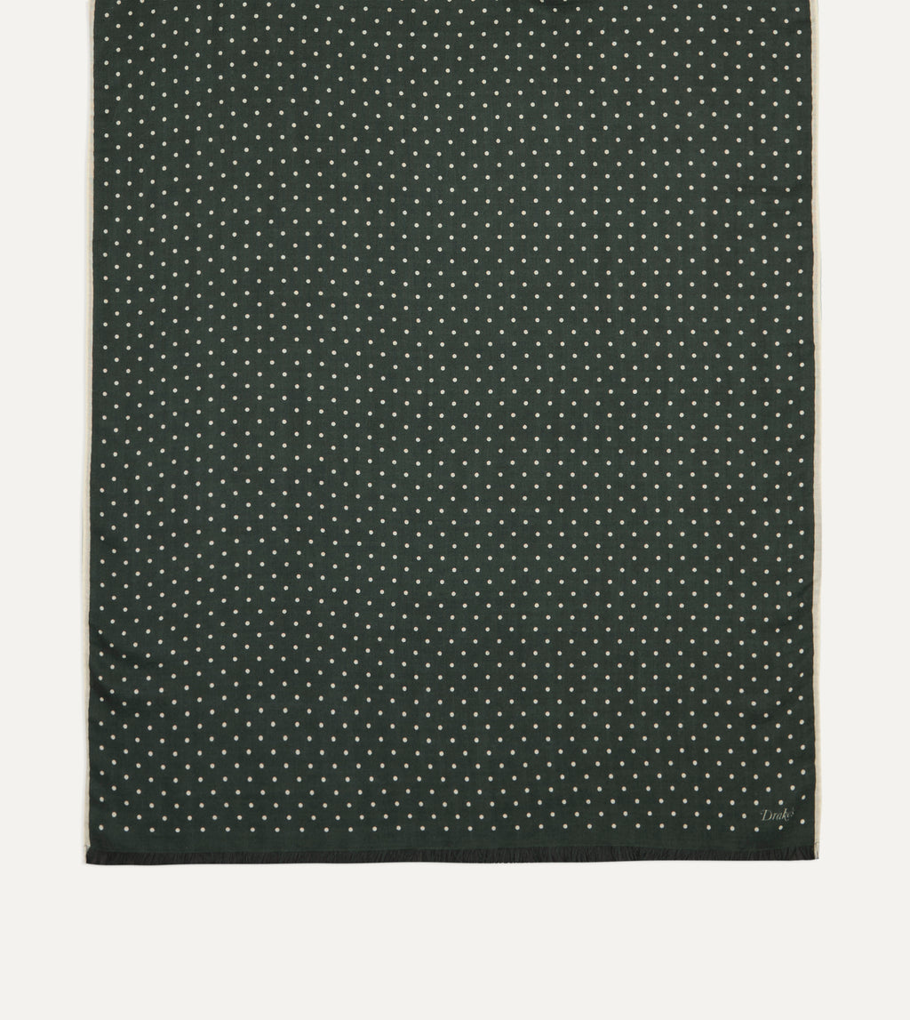 Polka Dot Wool-Silk Scarf - Green