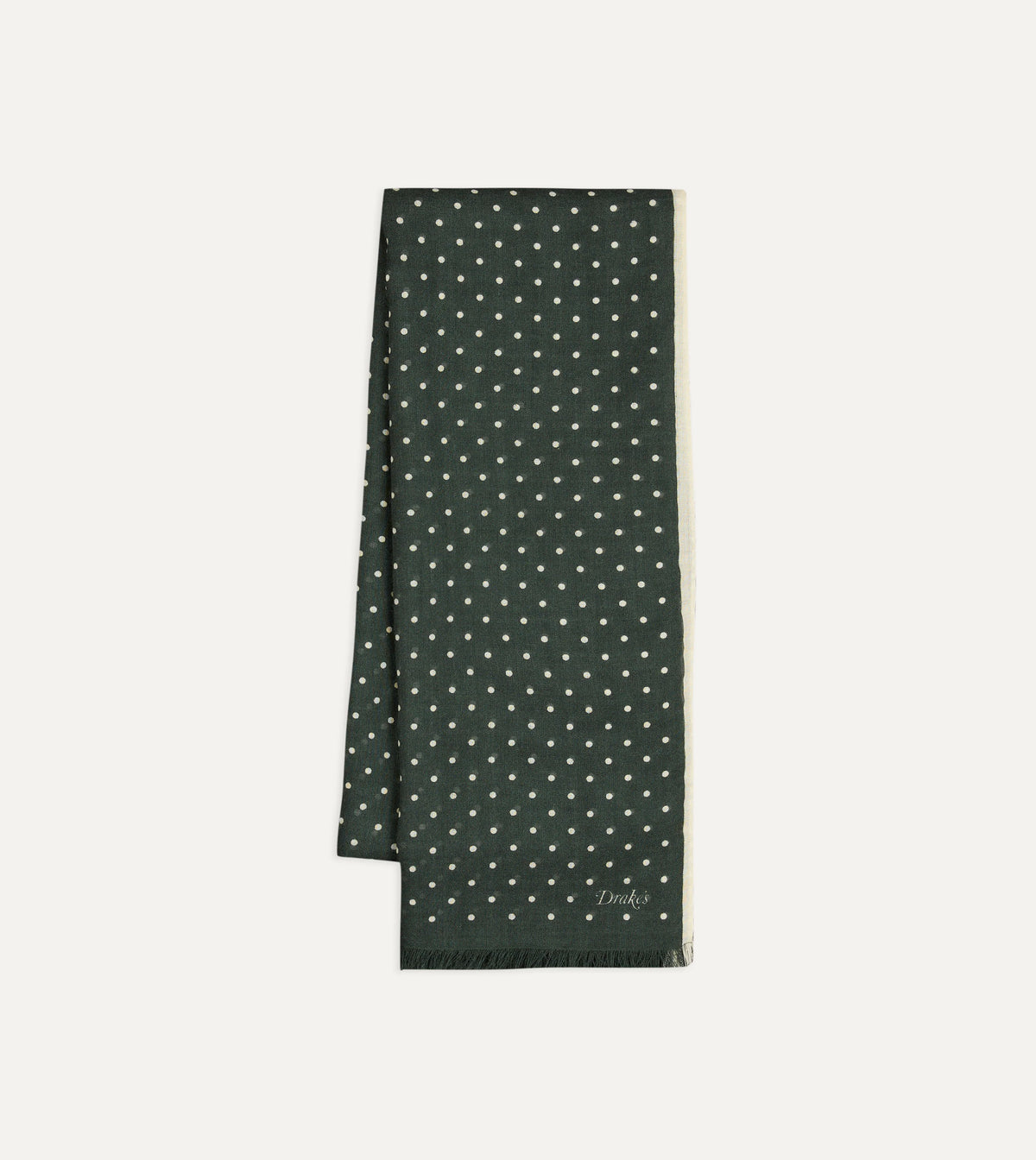 Polka Dot Wool-Silk Scarf - Green