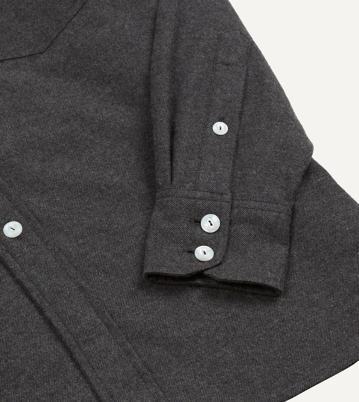 Two-Pocket Point Collar Work Shirt - Grey Cotton