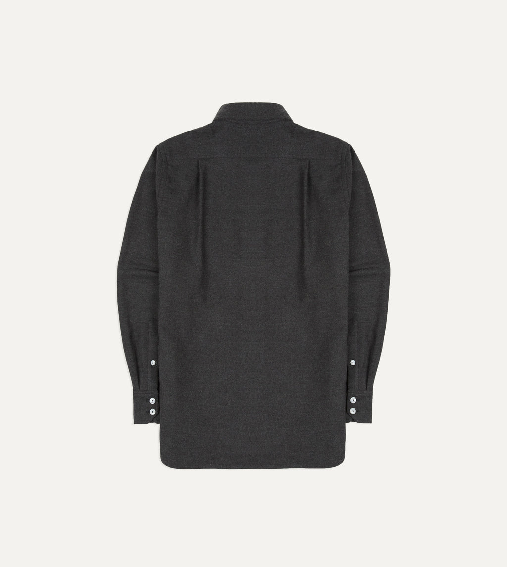Two-Pocket Point Collar Work Shirt - Grey Cotton