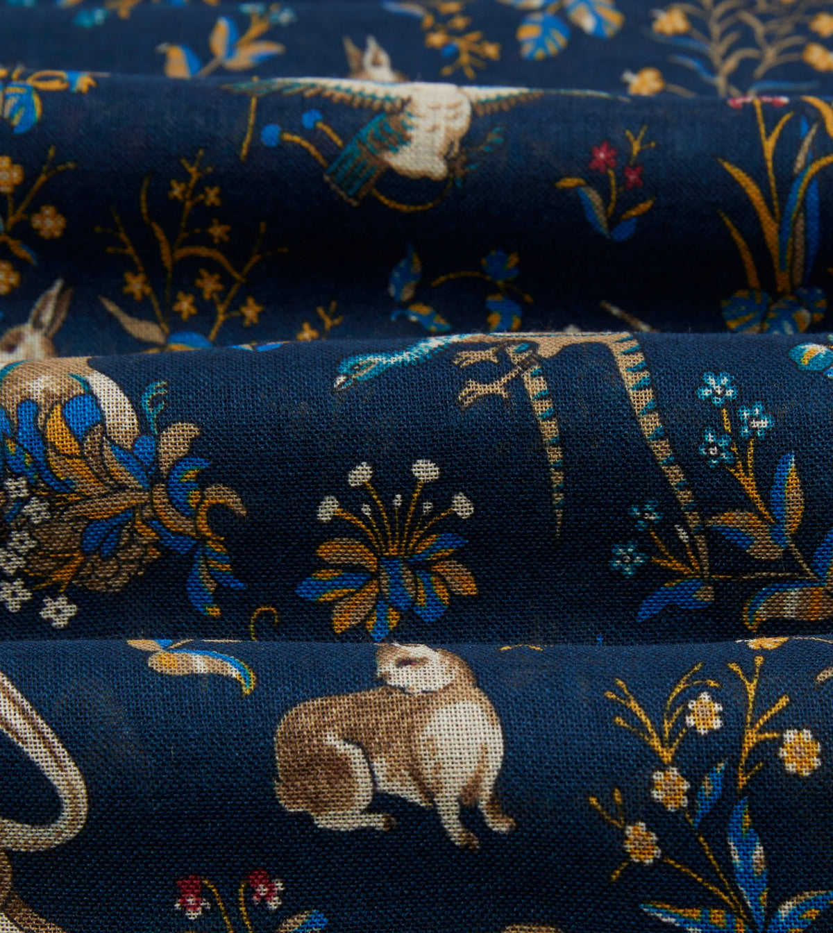 Navy unicorn print wool-silk scarf from Drake's, featuring a whimsical unicorn design on soft, luxurious fabric.