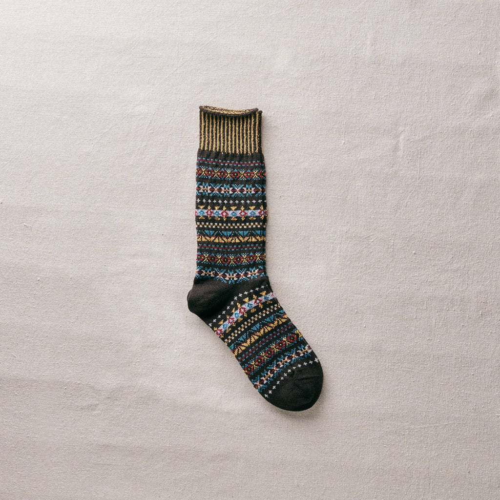Wool Fair Isle Socks - Brown
