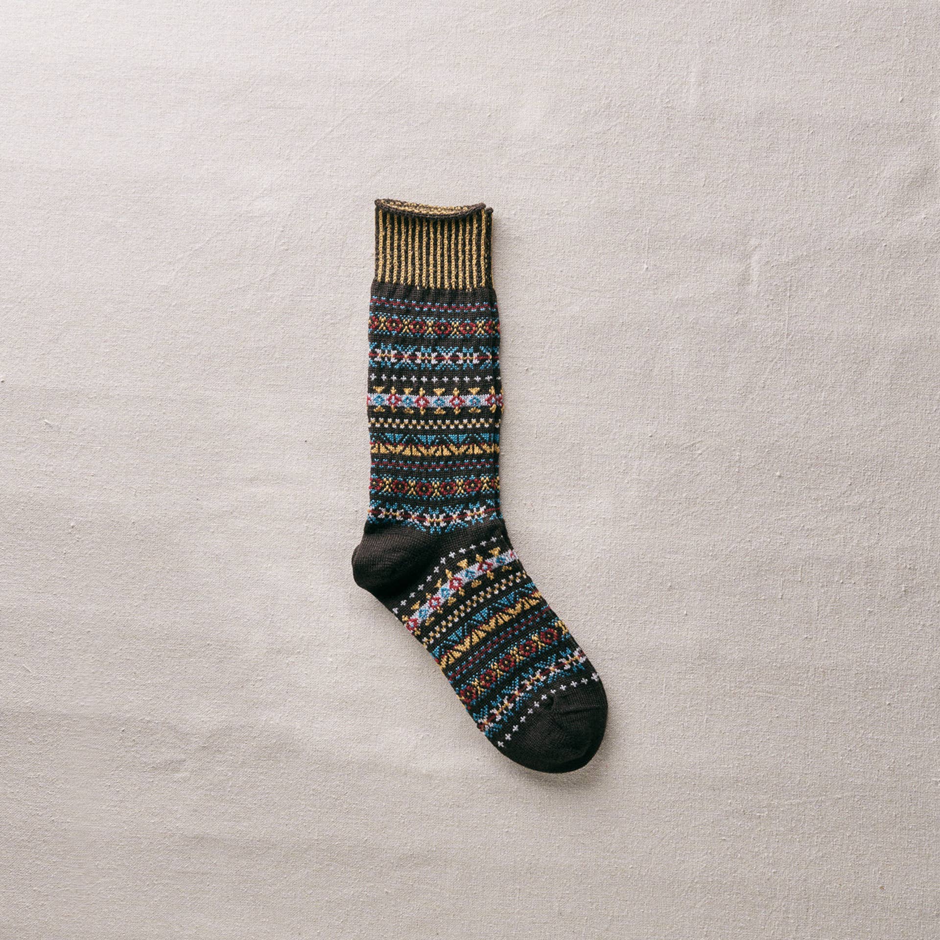 Wool Fair Isle Socks - Brown