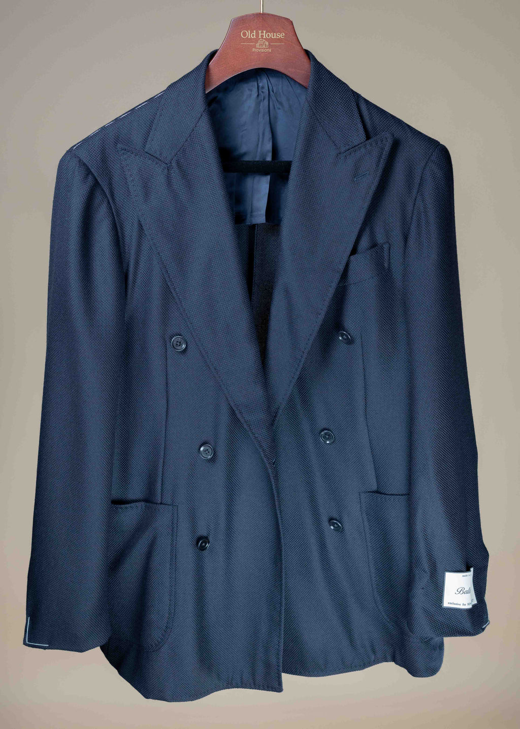 Wool Double Breasted Sport Coat - Navy