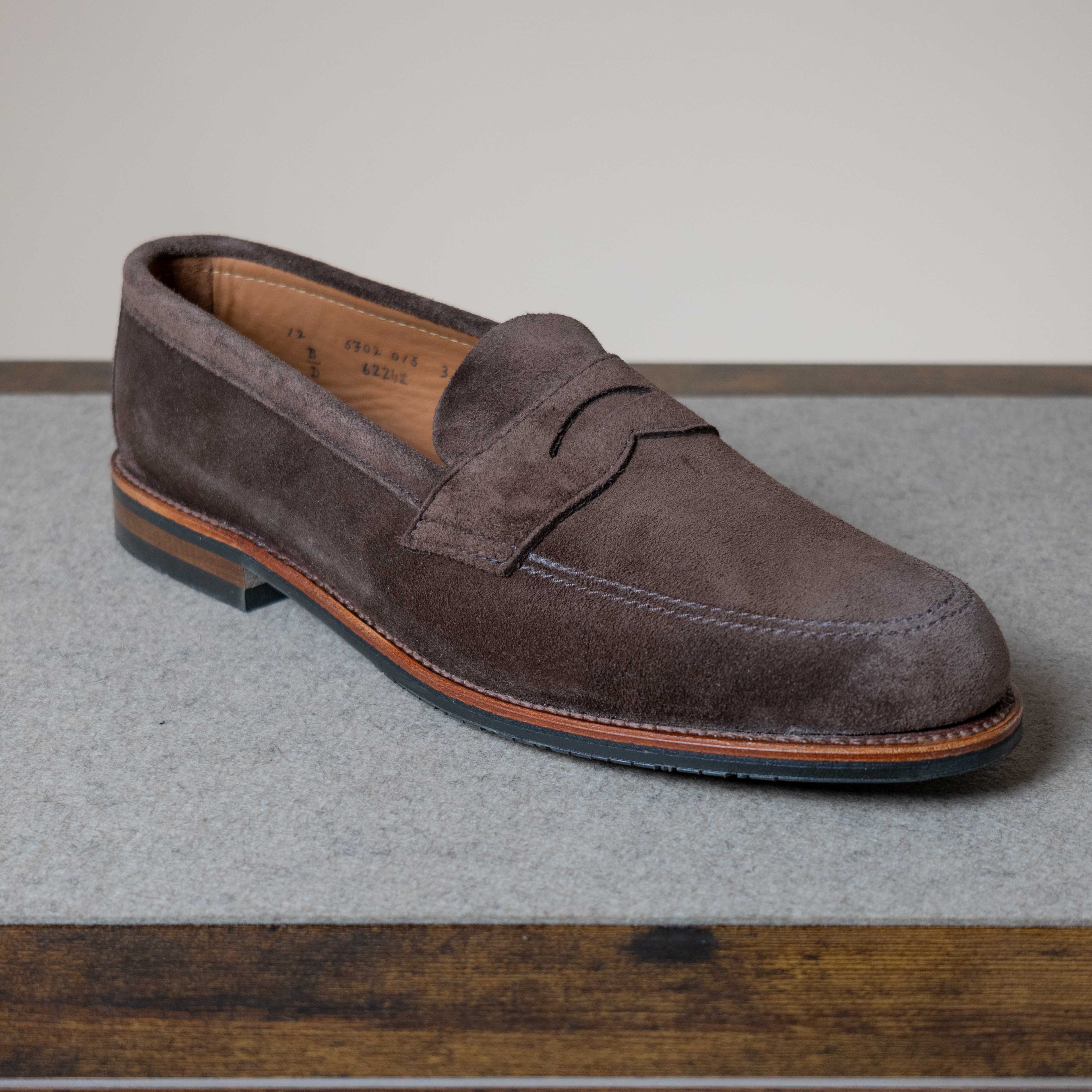Unlined VAN Penny Loafer Rubber Sole - Dark Brown Suede