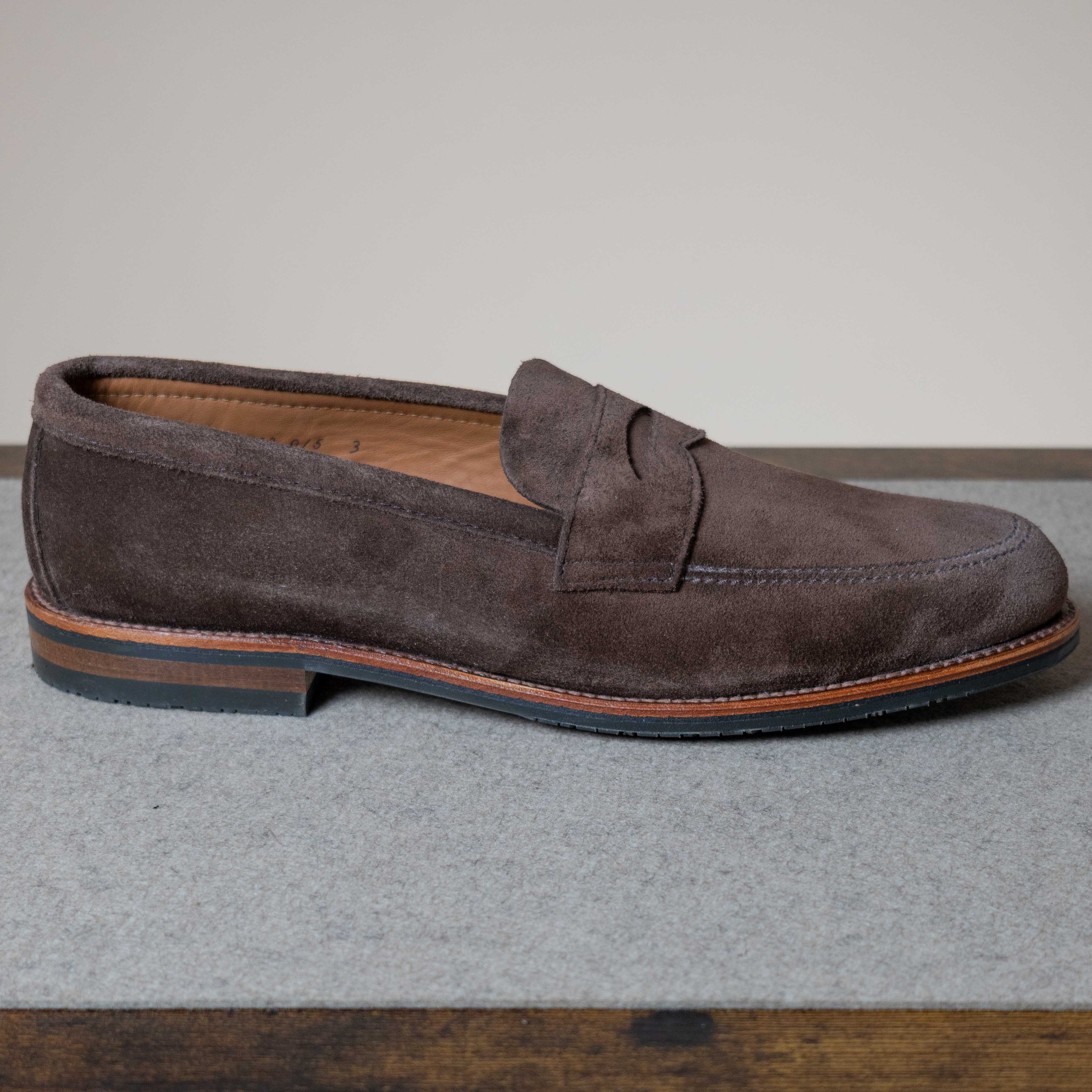 Unlined VAN Penny Loafer Rubber Sole - Dark Brown Suede