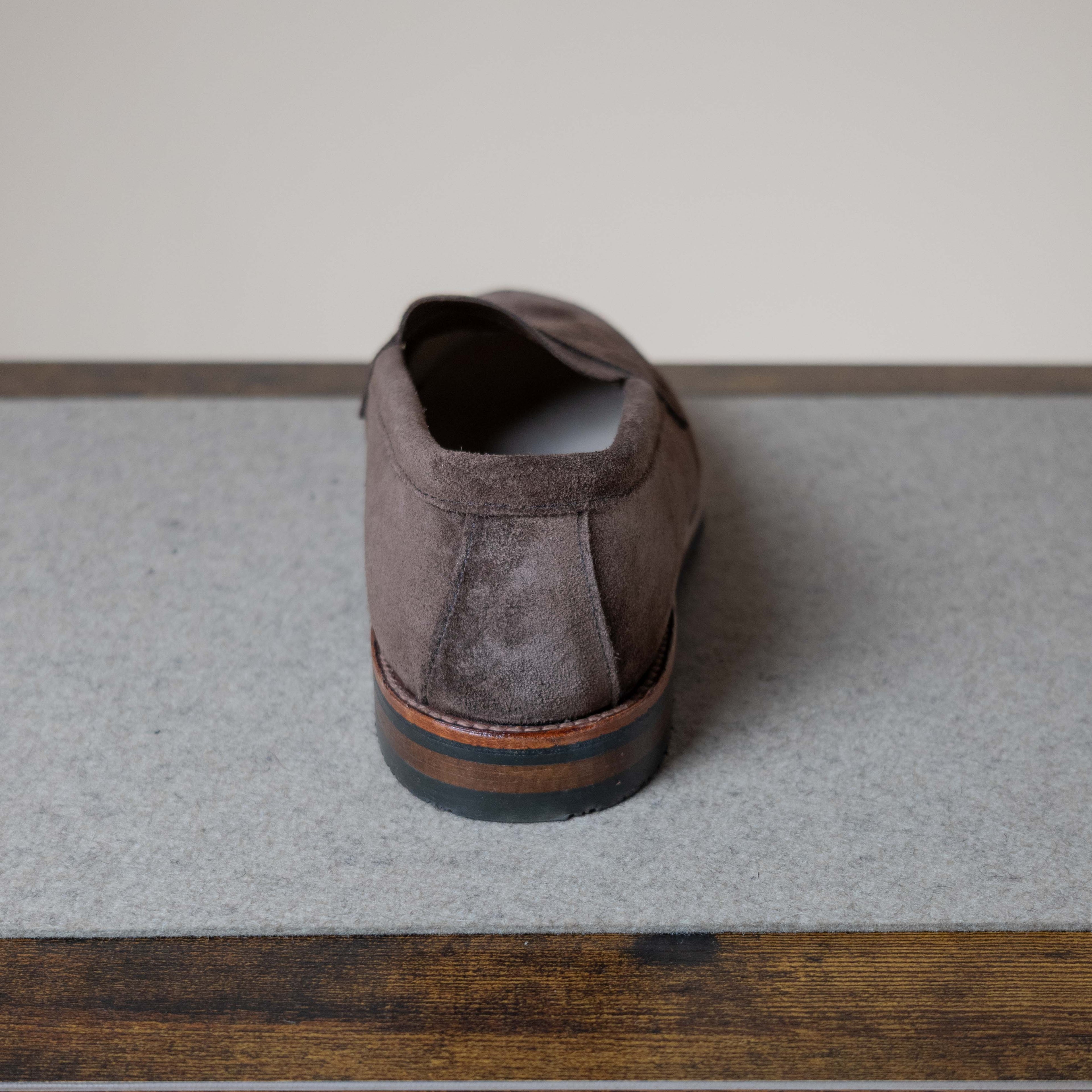 Unlined VAN Penny Loafer Rubber Sole - Dark Brown Suede