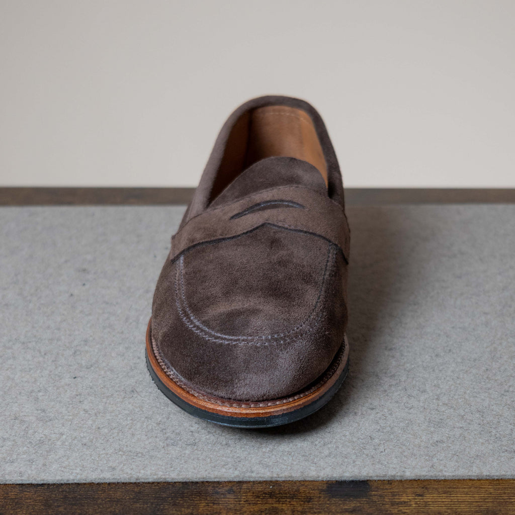 Unlined VAN Penny Loafer Rubber Sole - Dark Brown Suede