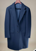 Wool Flannel Single Breasted Overcoat - Navy