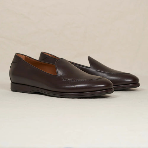 August Special Augie Type-S Loafer in espresso calf leather, featuring a classic slip-on design for stylish comfort.