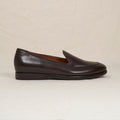 August Special Augie Type-S Loafer in espresso calf leather, side view showing sleek design and classic slip-on style.